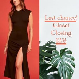 Reformation cap sleeve knit midi dress with slit, XL